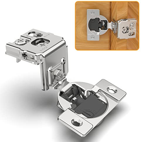 Chibery 60 Stück 3,8 cm Overlay 4D Soft Close verdeckte Scharniere für Frontrahmentür, einstellbare Schließgeschwindigkeit, selbstschließendes Satin-Nickel, 105 ° offener Winkel, verdeckte