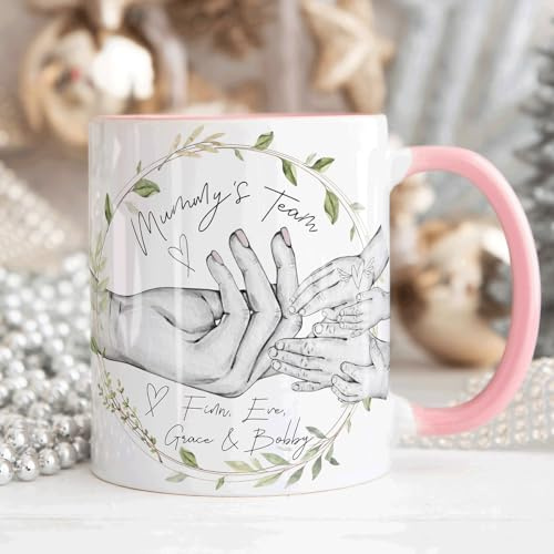 Personalised Mummy's Team Mug, Mum Gift from Kids, Mum Birthday Gift