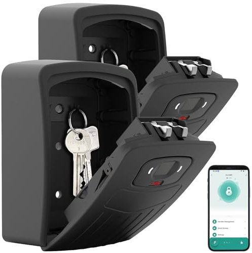 Xcase Alu-Schlüsselsafe: 2er Smarter Schlüssel-Safe mit Fingerabdruck-Erkennung, App (Smarter Schlüssel-Tresor, Fingerabdruck-Tresor, Kreditkarten)