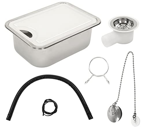 Wohnmobil Küchenspüle Aufsatz Mehrzweckspüle Edelstahl 304 Handwaschbecken Set mit Acryl Schneidebrett für Wohnmobil Außenküche Bar