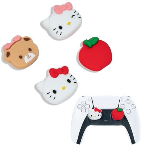 Kuitmor Cute Thumb Grip Caps for PS5,Soft Silicone Joystick Caps,Cute Thumbstick Grips Compatible with PS5/PS4/Switch Pro Controller 4PCS (HKT)