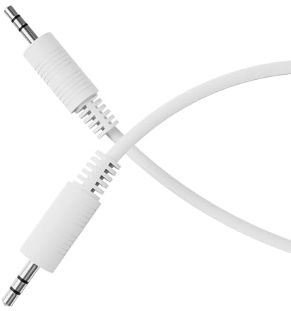 HDSupply Cavo ausiliario, cavo jack da 2,00 m, jack audio da 3,5 mm stereo a 3 pin, cavo audio per cuffie, soundbar, TV, auto, radio, bianco