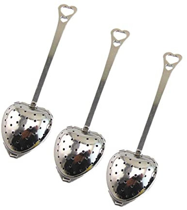 BESTOYARD 10pcs Heart Shaped Tea Infuser and Strainer Set Stainless Steel Mesh Tea Filter Long Handle for Brewing Loose Leaf for and Mugs