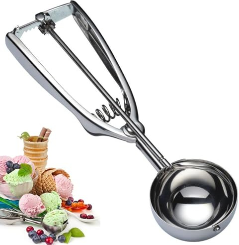 Ice Cream Scoop - Large Sized (6cm), Icecream Scoop Ice Cream Scoop with Trigger, 304 Stainless Steel Cookie Scoop for Ice Cream, Meatballs, Mellon Balls,Portioning of Muffins, Mashed Potatoes