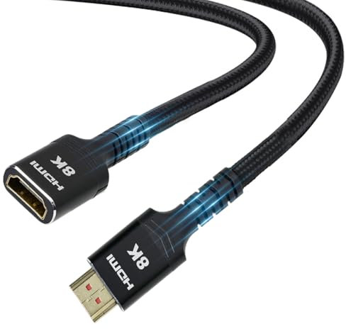 JRILUO HDMI Maschio-Femmina Cavo di Prolunga 0,5 M - 2.1 8K@60Hz Alta Velocità Extender per TV, Compatibile con Dispositivi con Standard