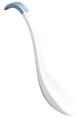 Japanese Style Ladle Spoon Curve Handle Ceramic White
