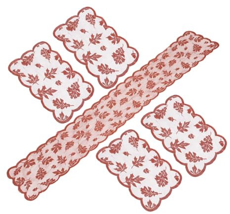 MAGICLULU 2 Sätze Ahornblatt-Spitze-tischläufer Esstisch Tischsets Schal Dekoration Thanksgiving-tischwäsche Herbst-Thanksgiving-tischläufer Küchentischläufer Polyester (Polyester) Golden