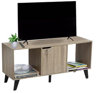 MOHOME Mobile TV Soggiorno Legno Rovere Tavolino Porta Tv 3 Ripiani Aperti Piedi Antiscivolo Resistente 101 x 32 x 47 cm Camera Letto Salotto