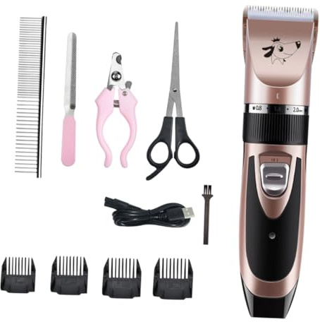 BESPORTBLE 1Satz Haustier Set Elektrischer Tierhaarschneider Für Katzen Mit Aufsätzen Und Geräuscharm Ergonomisches Design Roségold