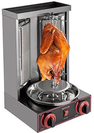 2 bruciatori a gas in acciaio inox a gas verticale Schawarma macchina shawarma kebab nero 3000 W bruciatore altezza 28,5 cm