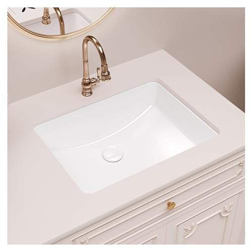 SmartSylva Lavello da bagno rettangolare da 45,7 cm, lavabo sottotop in ceramica in porcellana, bianco