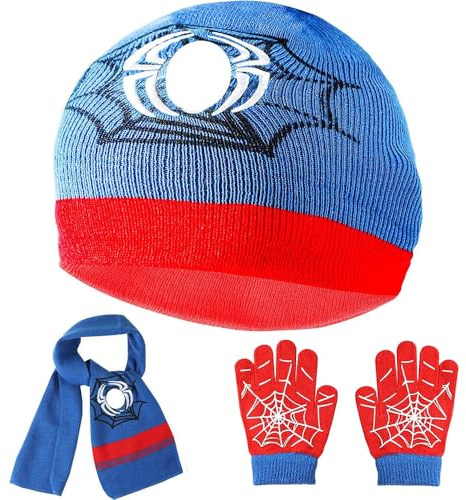 Kids Toddlers Winter Knit Warm Beanie Hat Scarf Gloves Set for Boys Girls Age 2-7, Cap Neck Warmer Gloves