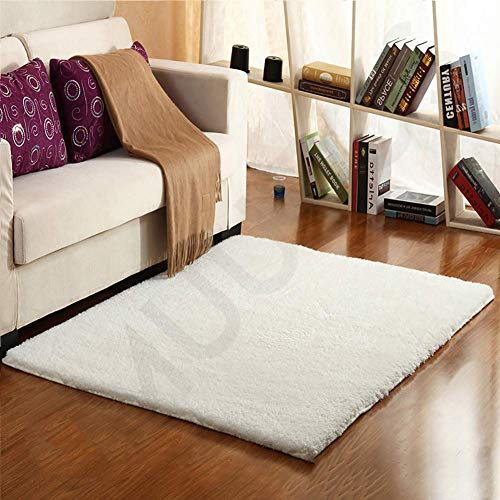 Tappeto moderno a pelo lungo in finta lana, per soggiorno, camera da letto, corridoio, cucina, colore crema, 140 x 220 cm, elegante decorazione per la casa.