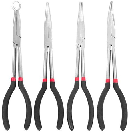 Pinze a Becco Lungo e Sottile: Set Pinze Officina da 280 mm Includono Pinze Dritte 45 Gradi 90 Gradi e Tipo O per Piegare Fili Modellare Creare Gioielli 4 Pezzi