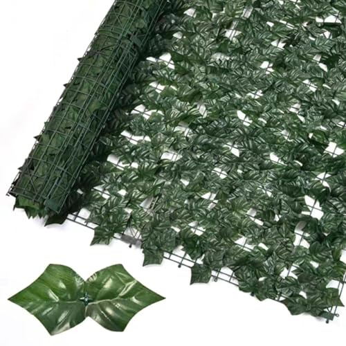 Rotolo di edera artificiale per recinzione, protezione dai raggi UV, con foglie finte, per giardino, balcone, patio, decorazione per interni ed esterni, 100 x 300 cm