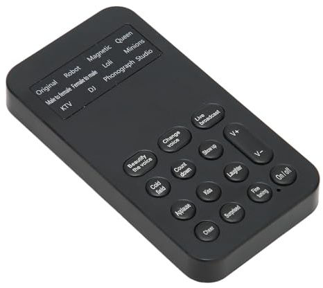 Hethlif Appareil de Changeur de Voix Portable avec 8 Effets Sonores, Modificateur Vocal de Matériau ABS pour les Jeux, Appels Téléphoniques et Enregistrements Vocaux Noirs