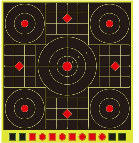 12x12 Inch Splatter Reactive Targets in Fluorescent Yellow, Self-Adhesive Shooting Paper with Burst Effect, Perfect for Indoor & Outdoor Practice (Square Multi Targets, 25)
