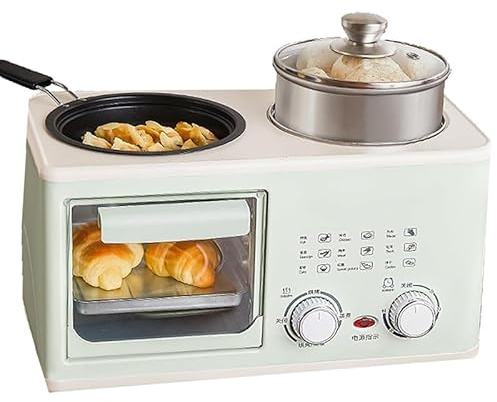 4 In 1 Breakfast Machine, Electric Multifunctional Breakfast Station, 8L Large Capacity Baking Area, 1200W, 0-60 Minutes Timer Knob, Three Functions Can Be Used, for Small Kitchens