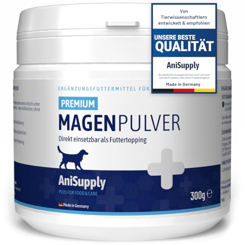 AniSupply Magenpulver für Hunde 300g mit Ulmenrinde ohne Aufkochen – für Sensible Magen-Darm-Phasen I Verdauungsunterstützung – Futtertopping Magen & Darm Pulver, Slippery Elm Bark