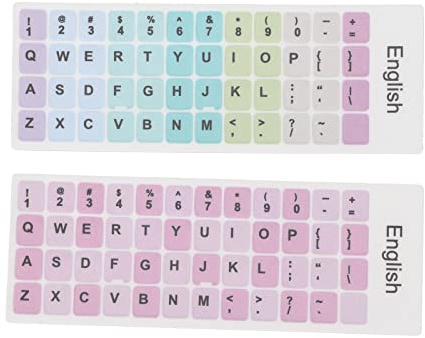 Ouitble Keyboard Stickers Keycaps Stickers English Language PVC Material Computer Laptop Key Stickers for 10in to 17in Laptops and Desktops 2pcs (A)