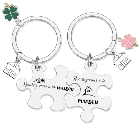 YJYJZX Porte clé Maison Couple - pour la Maison Porte-clés - Cadeau Amour de Pendaison de Crémaillère Saint Valentin Porte Clef Homme Femme Cadeaux Noël