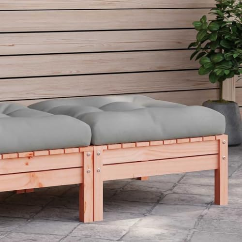 IBUQDDV Gartenhocker mit Kissen aus Massivholz Douglasie für Terrasse und Garten, Outdoor-Ottoman mit gepolstertem Sitzkissen, langlebiges Latten-Design zur Wasserableitung,