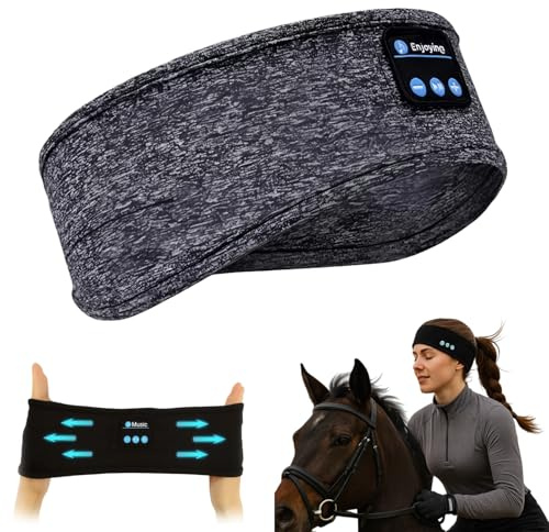bergxperten RideBand - Bandeau Audio Bluetooth, Casque Sport et Sommeil, Haut-Parleur stéréo HD intégré, Micro Mains Libres, Confortable et Chaud, Compatible Casque équitation
