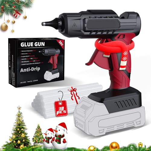 Kabellose 20V Profi-Heißklebepistole mit 100W Leistung, 11mm Klebesticks, 150s Schnellaufheizung, Anti-Tropf-System und Überhitzungsschutz für DIY, Modellbau, Heimwerken und Reparaturen(ohne Akku)