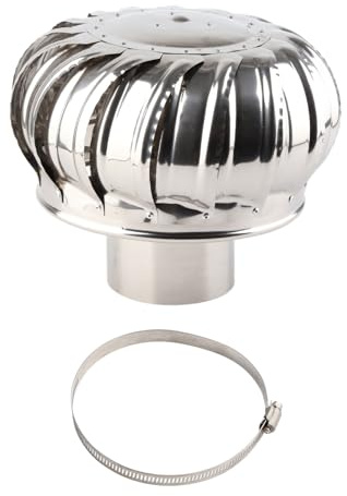 Cocoarm Turbine Roof Ventilator Stainless Steel Turbine Roof Vent Automatic Rotating Silent Chimney Hood Ring for Ventilation, High Temperature Proof for Residential Light Commercial