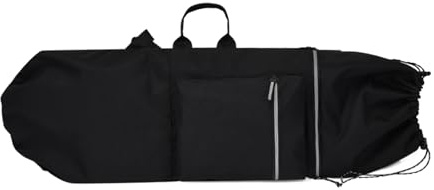 Skateboard-Rucksack, wasserdichter Nylon-Longboard-Rucksack mit Tragetasche und Kordelzug, 12, 6 x 43 schwarze Skateboard-Tasche mit mehreren Taschen und leuchtendem Reißverschluss für Longboard