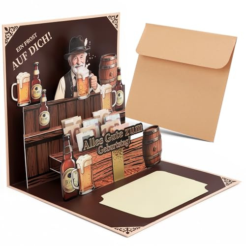 Nearockle Geldgeschenk Geburtstag für 50/60/70 Geburtstag Mann Bier Thema | Popup Geburtstagskarte Geburtstagsgeschenk für Männer Mann Vater, Großvater, Freund