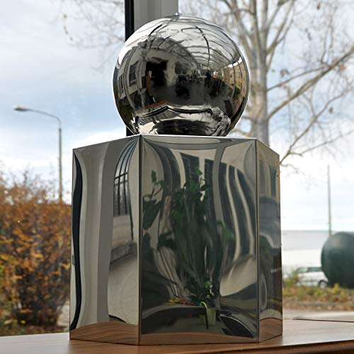 Köhko® Springbrunnen Ø 20 cm mit LED-Beleuchtung in hexagonischen Edelstahlbecken hochglanzpoliert Gartenbrunnen