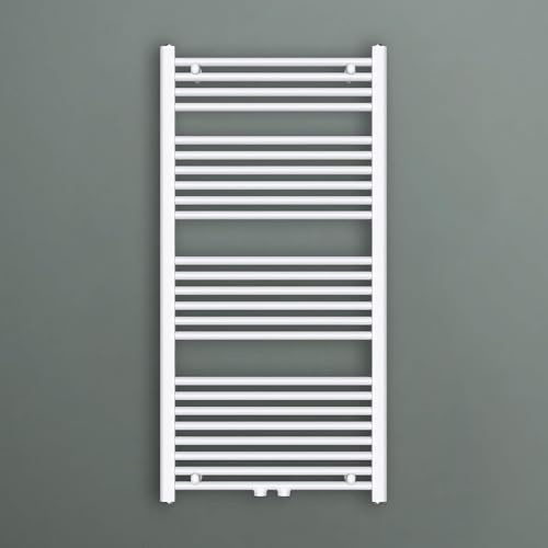 Mai & Mai Badheizkörper Badheizung Heizkörper Bad 60x120cm Weiß | Handtuchheizkörper für Bad, Seitenanschluss & Mittelanschluss Handtuchtrockner Röhrenheizkörper