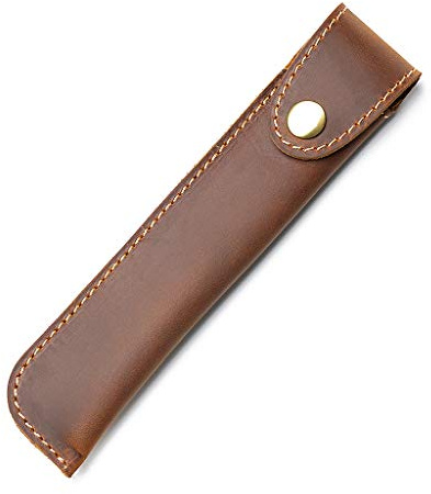 Daimay Leder Stifttasche Stiftehalter Leder Stifthülle Leder Stift Kugelschreiber Etui Handgemachte Schreibgeräteetui Federmäppchen Lederhülle Pencil Hülle Etui - Braun