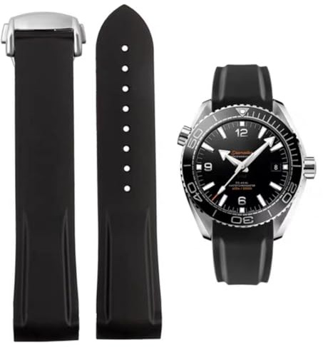 FOUUA Uhrenarmband für Omega Silikon Gummi Uhrenarmbänder 20mm 22mm Sanft Wasserdicht Sport Ersatz Faltschließe Armbänder Original Uhrenarmband Omega Seamaster SpeedMaster De Ville