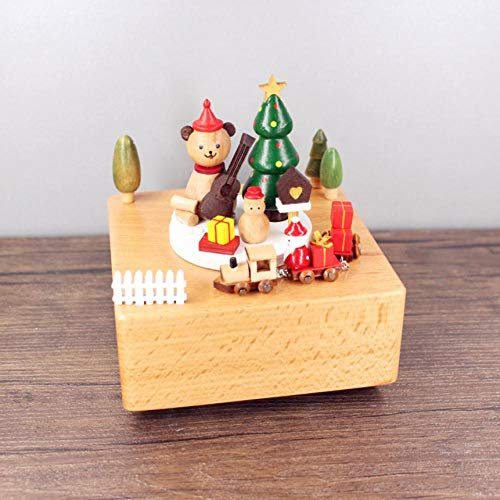 Jaeknxcg Holz Spieluhr Spieldose mit Musik Klassische Holz Handwerk für Geburtstags Weihnachten Home Dekoration Weihnachtsbaum