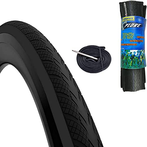 Neumático Deestone 700 x 25 C (25-622) Cubierta Bicicleta Carretera + Cámara Neumática Antipinchazos Ruedas Bicicleta Goma ON OFF Road Carrel