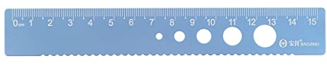sourcing map Gerade Lineal 15cm Metrische Aluminiumlegierung Lineal Wellenkante mit Hohl Kreis Messwerkzeug für Kinderstudieren Klassenzimmer Büro Blau Grau