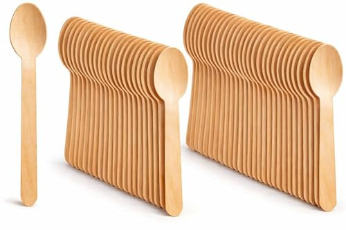 1Above Lot de 100 couverts jetables en bois, 100 % naturels et biodégradables, respectueux de l'environnement, pour mariage, bureau et fête, pique-nique (cuillère)