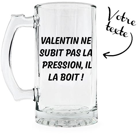 KDO MAGIC Verre à bière personnalisable - Chope à bière 470ml personnalisé avec un texte - Plusieurs modèles - Idée cadeau homme, fête des pères, papa, anniversaire (Modèle texte)