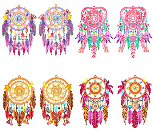 COLIGREE 16pcs Colorful Dreamcatcher Charms Multicolor Hollow Dream Catcher Filigree Pendants for Earrings Jewelry Bookmark Hanging Decoration Accessories