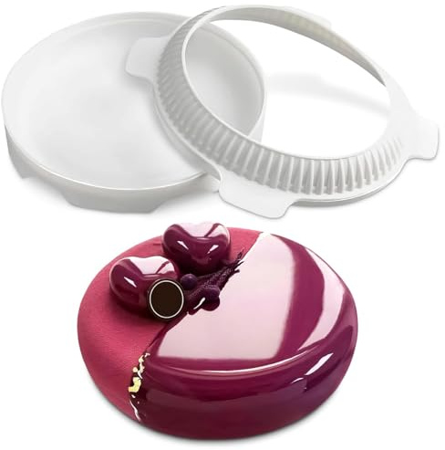 Entremet Mold - Easy Release 7.5 Round Mousse Cake Molds with Flexible Nonstick Silicone Design, 3D Shape for Smooth Soft Desserts - Dishwasher Safe | Cheesecake, Chocolate & Mirror Glaze Cake Making