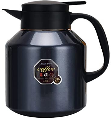 Bslemon Jarra térmica de café de 1,7 L, acero inoxidable 316 de doble pared aislada al vacío con botón de presión, 24 horas de calor y 12 horas de retención de frío (Azul)