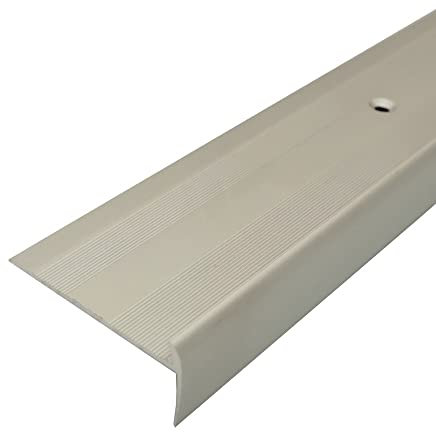 C27 44 x 20.5mm Anodised Aluminium LVT Stair Nosing Edge Profile for 5mm Flooring - Silver, 0.9m