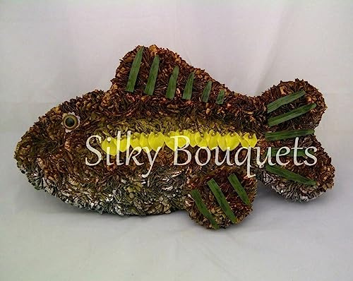 Fish Shaped Funeral Flower Artificial Silk Tribute Gone Fishing Memorial Wreath