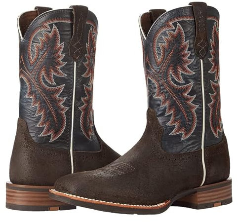 Stivali da Cowboy for Uomo Donna Stivali con Punta Quadrata Ricamati con Tacco Grosso e Stivali da Cavaliere retrò Stivali da Equitazione Classici alla Moda (Color : Dark Brown, Size : 48 EU)