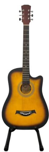 38 Inch Full Size Acoustic Guitar Classical Cutaway Design Hardwood Finish & Steel Strings with Bag (Natural)