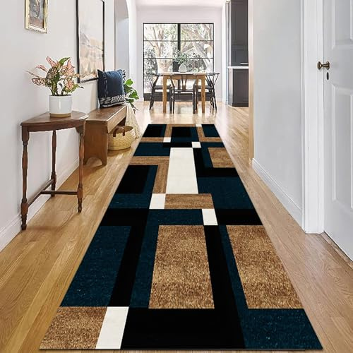 Tapis de couloir très long, 1 m, 1,5 m, 2 m, 2,5 m, 3 m, 3,5 m, 4 m, 4,5 m, 5 m, 6 m, antidérapant, lavable, pour entrée, salon, chambre à coucher, cuisine, couloir, tapis étroits – Noir doré ( Size :