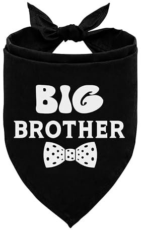Big Brother Hundehalstuch, Schleife, Haustier-Dreieckstuch für Baby, Ankündigung, Schwangerschaft, Enthüllung, Foto-Outfit, Welpen-Halstuch für kleine, mittelgroße Hunde (schwarz)