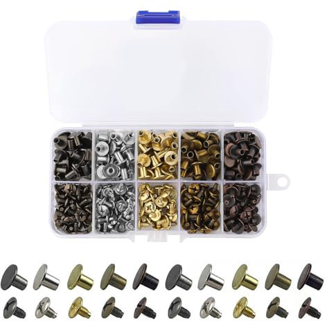 150 Sets Ensembles Chicago, Vis de Reliure 8mm, Rivets en Cuir à Tête Plate pour Décoration, Ceintures